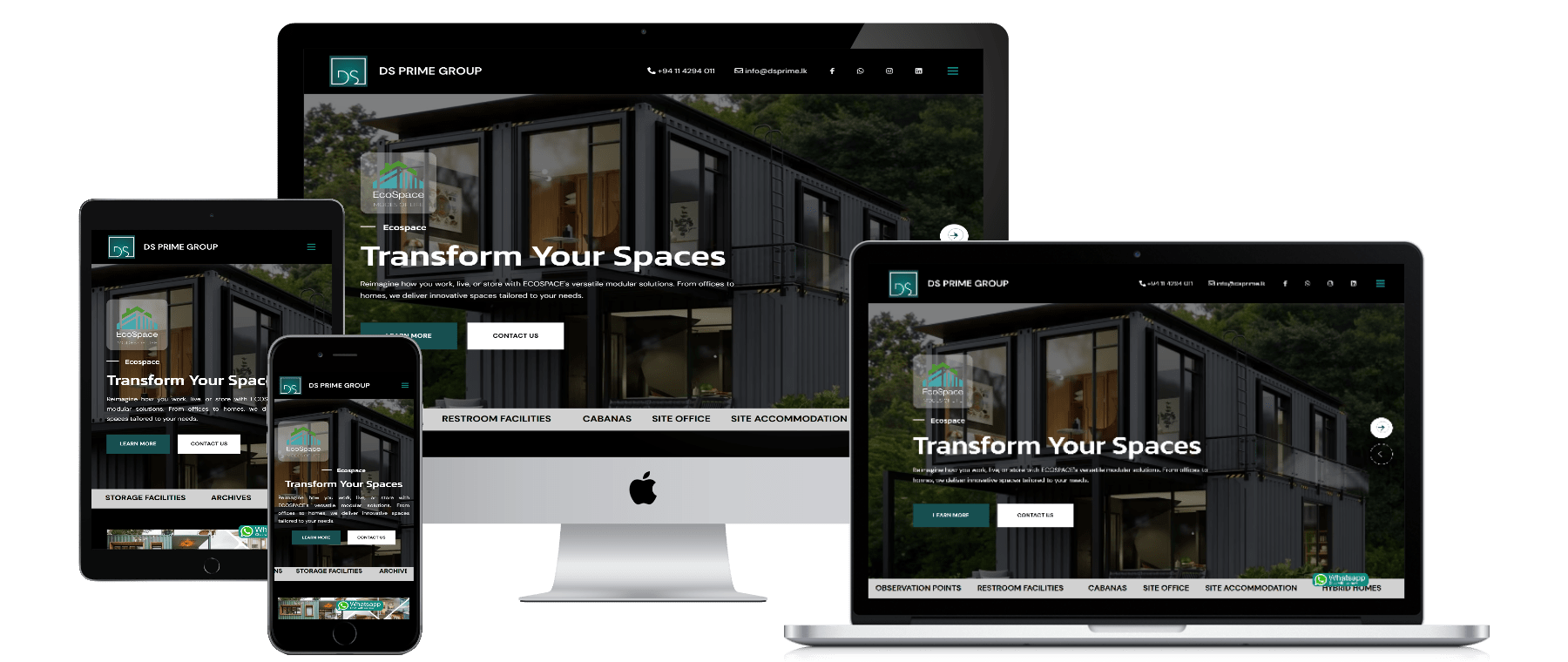 DS Prime Group website shown on desktop, laptop, tablet and phone