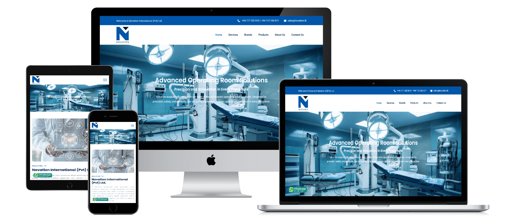 Novation International website shown on desktop, laptop, tablet and phone